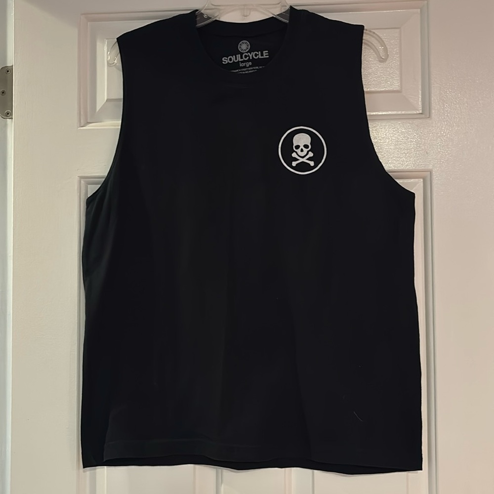 SoulCycle sleeveless tank, locations on back, size L, lightweight, super soft